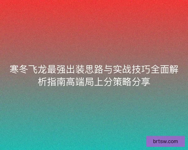 寒冬飞龙最强出装思路与实战技巧全面解析指南高端局上分策略分享