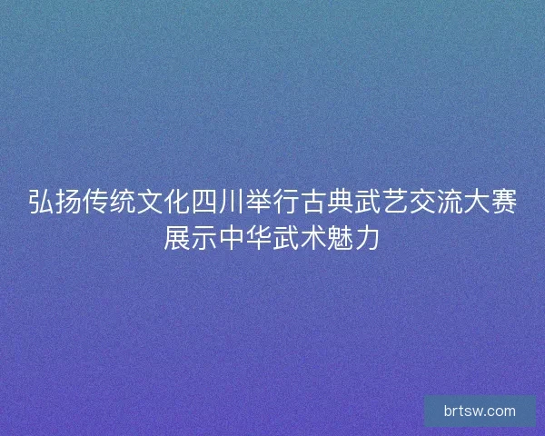 弘扬传统文化四川举行古典武艺交流大赛展示中华武术魅力